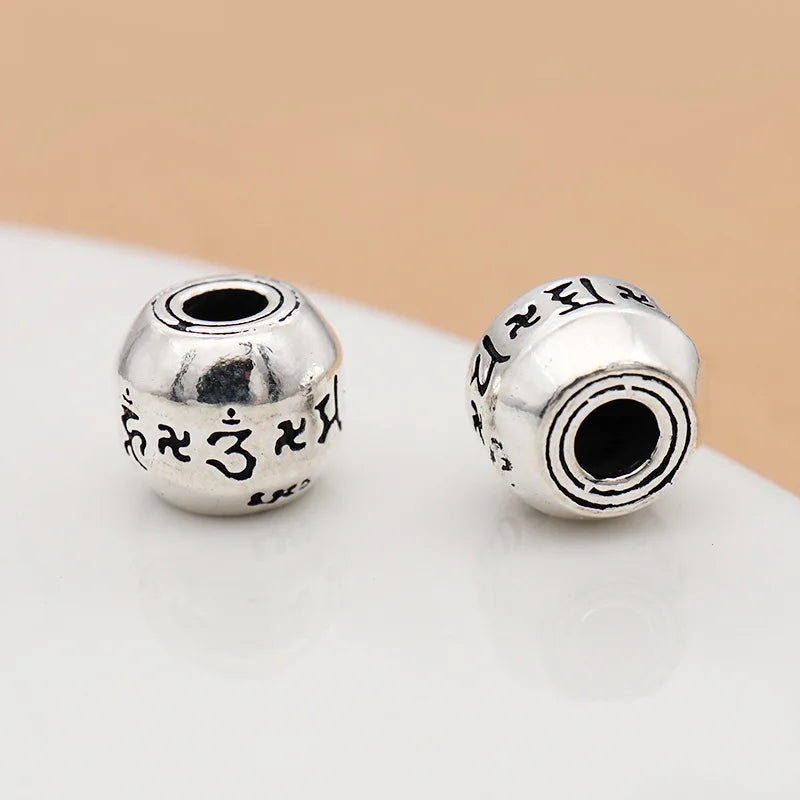 Antique 925 Sterling Silver Tone Jewelry Making Charms Crafting Beading Craft Sanskrit Loose Beads