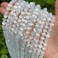 Natural Genuine Selenite Gemstone Beads Round Smooth Beads for Jewelry Making Stone Beads