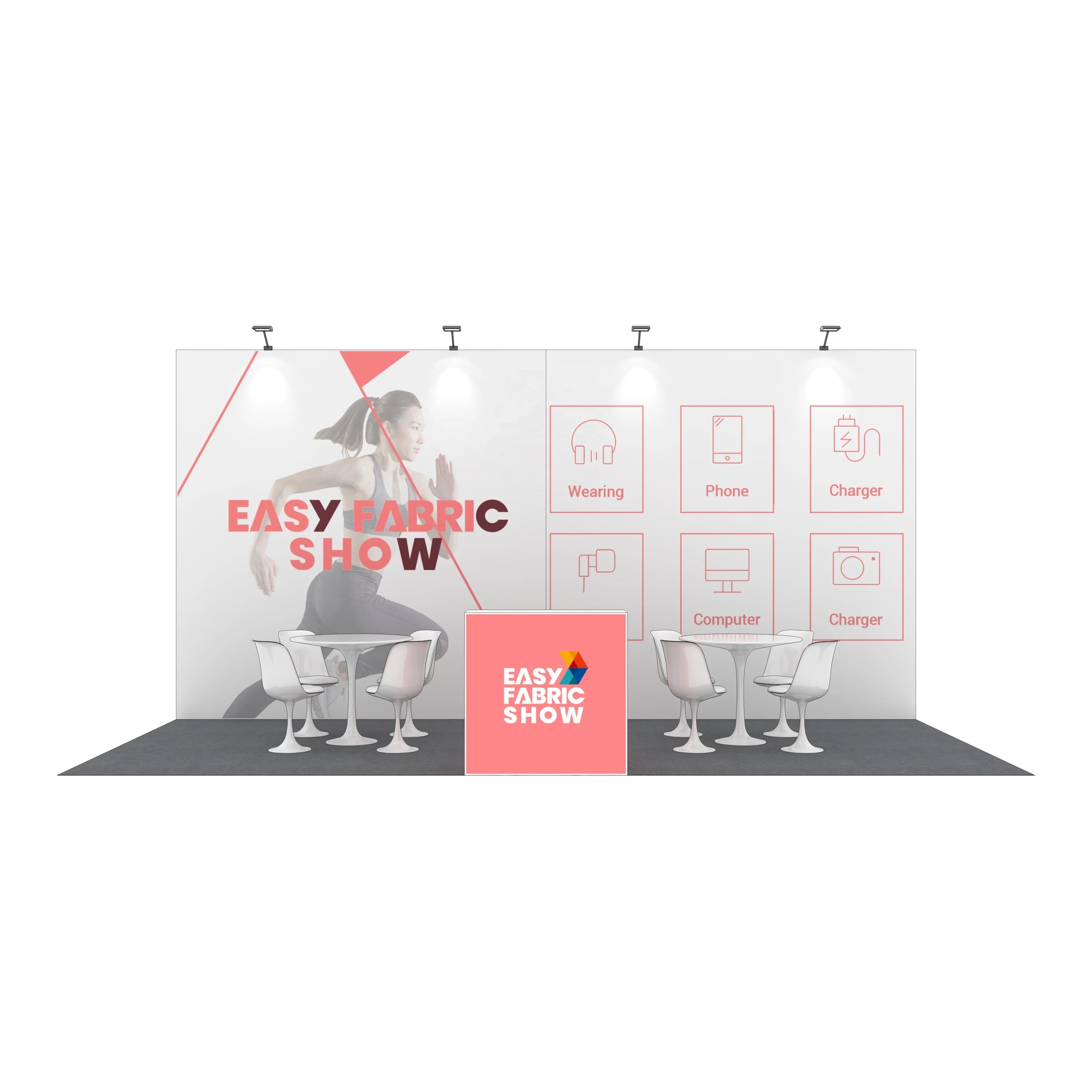 Custom 20ft*10ft Portable Foldable Pop up Backdrop Display Trade Show Wall for Booth Exhibition Stand Exhibit