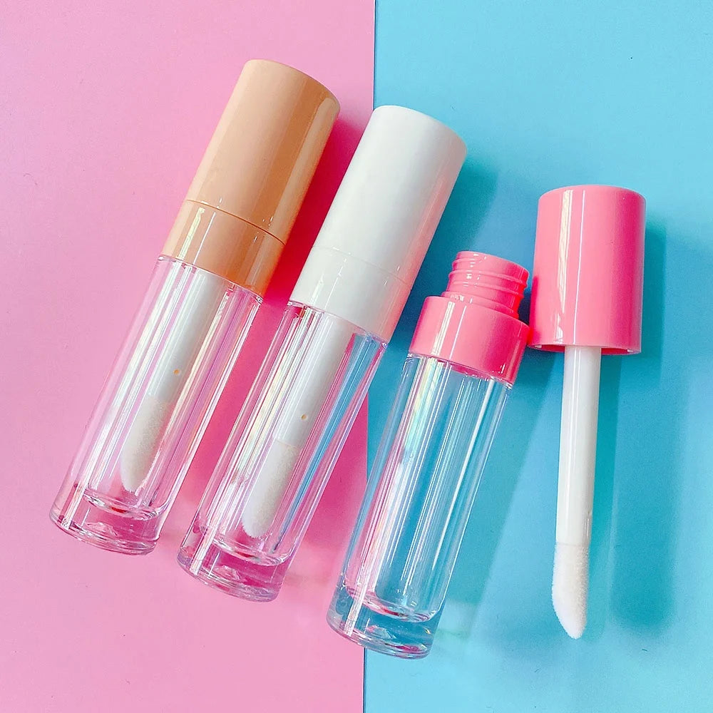 LZ Pack 100pcs Custom Cosmetics Lip Gloss Containers Tube Nude White Pink Big Brush Lip Gloss Tubes 6.5 ml Lipgloss Container
