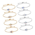 18k Gold Plated Box Chain Adjustable Devils Eye Bracelet Lucky Blue Rhinestone Evil Eyes Jewelry Hamsa Hand Bracelet