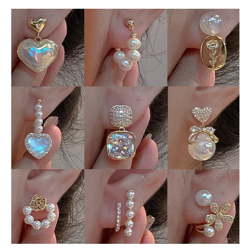 2023 New Light Luxury Gold Plated Accessories Gentle Butterfly Heart Earrings Premium Temperament Pearl Earrings Gifts for Women