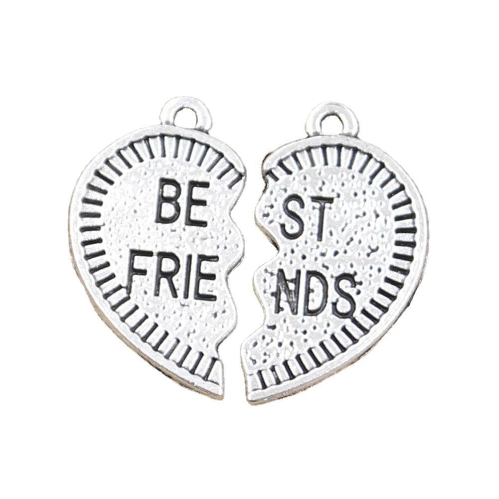 Charms Heart Jigsaw Puzzle Best Friends 26x25mm Antique Silver Color Pendants Making DIY Handmade Tibetan Finding Jewelry