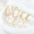 Wholesale Brass 14K Gold Plated Zircon Hypoallergenic Earrings Women Fashion C Shaped Braid Jewelry Birthday Gift