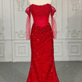 9900 Off-The-Shoulder Mermaid Prom Dress Lace Pearls Sequins Elegant Formal Evening Gown
