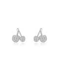 Exquisite Jewelry Fruit Earrings 925 Sterling Silver Full Diamond Cz Cherry Earrings for Party Birthday Anniversary Gift
