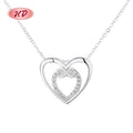 Fashion Luxury Aaa Zirconia 925 Charm Women Silver Plated Heart Pendant Necklaces Wholesale Jewelry