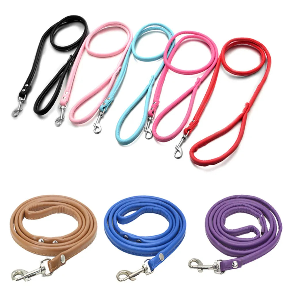 Hot - Selling Small Dog Pet Leash PU Round Cat Leash Outdoor Dog Walking Leash Pet Supplies