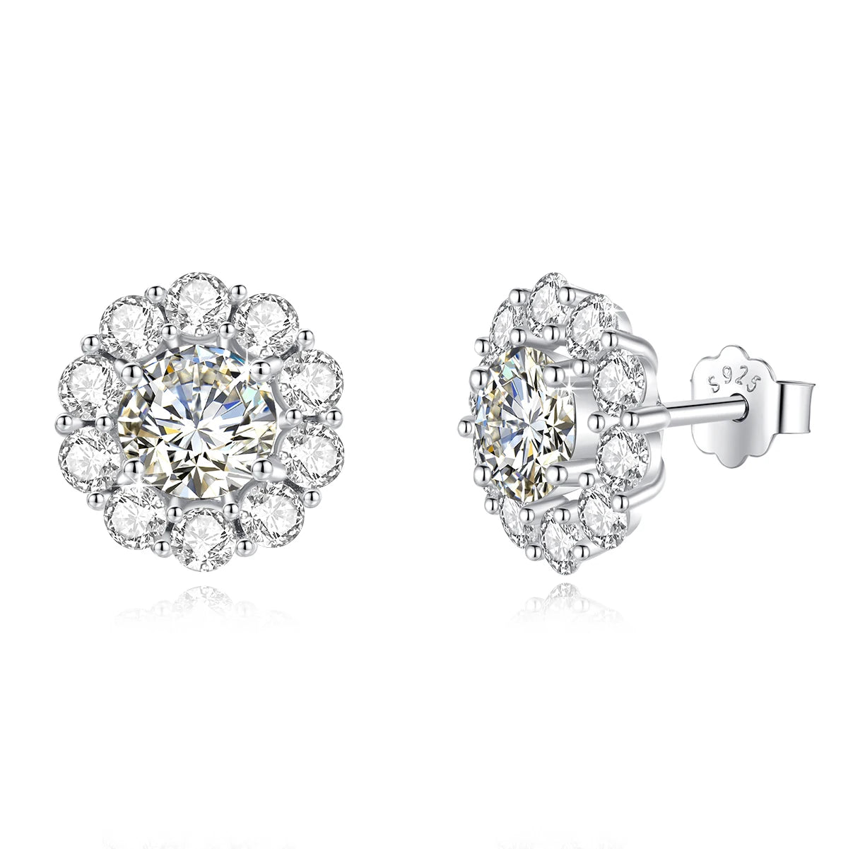 Luxury Petals Diamond Stud Earrings Woman Engagement Wedding 925 Sterling Silver Vvs Moissanite Earrings