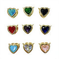 CZ8755 18k Gold Plated Cubic Zirconia CZ Zircon Solitaire Heart Charm Pendant with Double Loops for Necklace Making