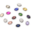 Diy Handmade Sunflower Oval Crystal Gemstone Dress Embellishment Sewing Claw Setting Gold Silver Base Glass Diamond Rhinestone