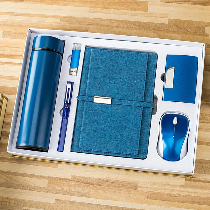 Luxury Office Gift Set Vacuum Flask A5 Plain Notebook USB Flash Drive Name Card Holder Business Promotional Gifts