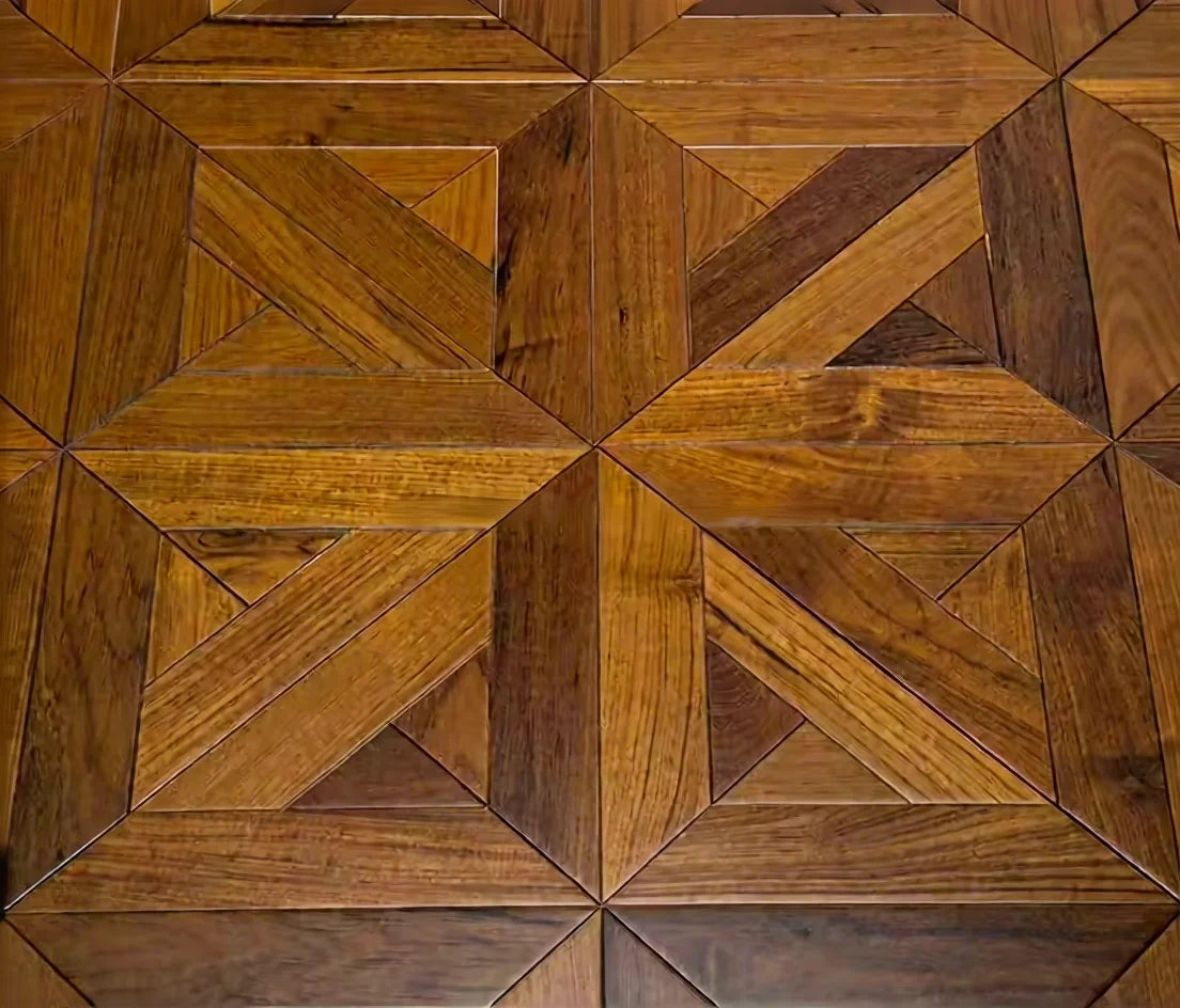Modern Style Solid Teak Black Walnut Engineered Wood Tiles Smooth Design Indoor Living Room Use White Oak UV Coated 450x450mm