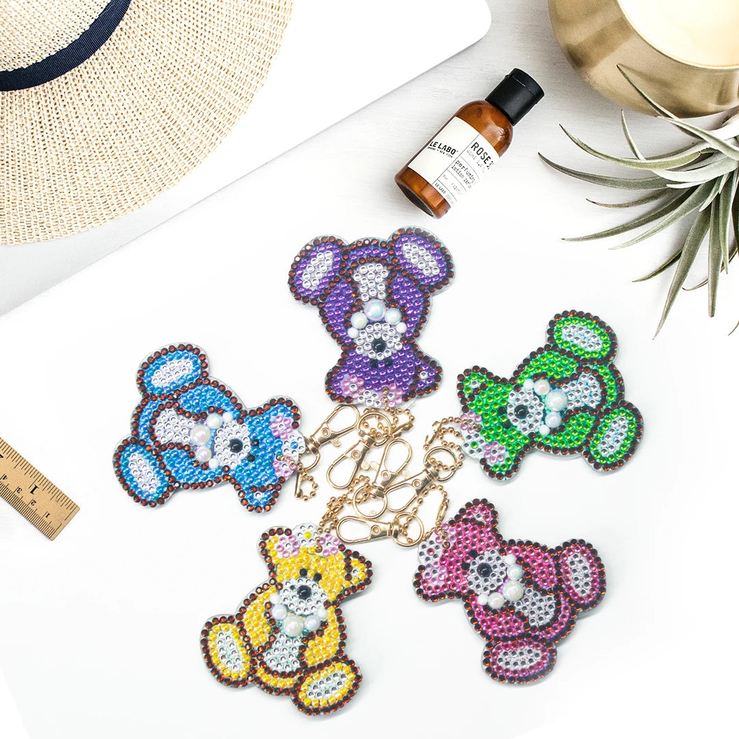 R-YSK03-65 Stainless Steel Animal Keychain 3D/5D DIY Crystal Diamond Painting Craft Cross Stitch Gift