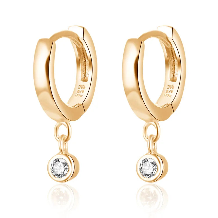 Europe and America Fashion 14K Gold Plated Women 925 Sterling Silver Hoop Earrings