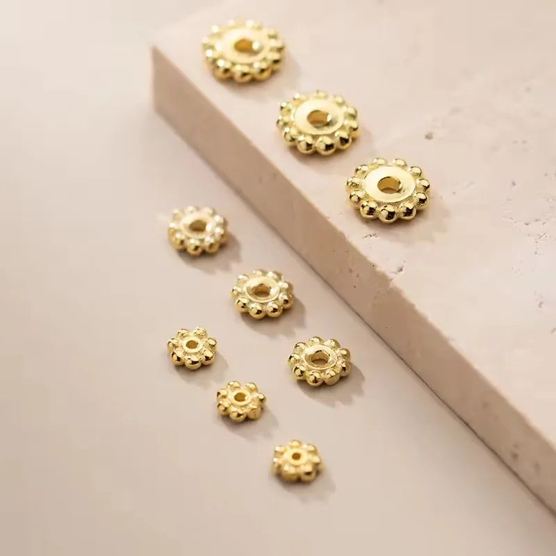 GP Spacer Rondelle Corrugated Beads S925 Wholesale Plain Silver Electroplated Gold 4-7mm Spacer Bead Material Accessories