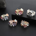 Boho Style Colorful Plated With 925 Silver Elastic Rings Fashion Flower Cluster Alloy Enamel Ring For Women