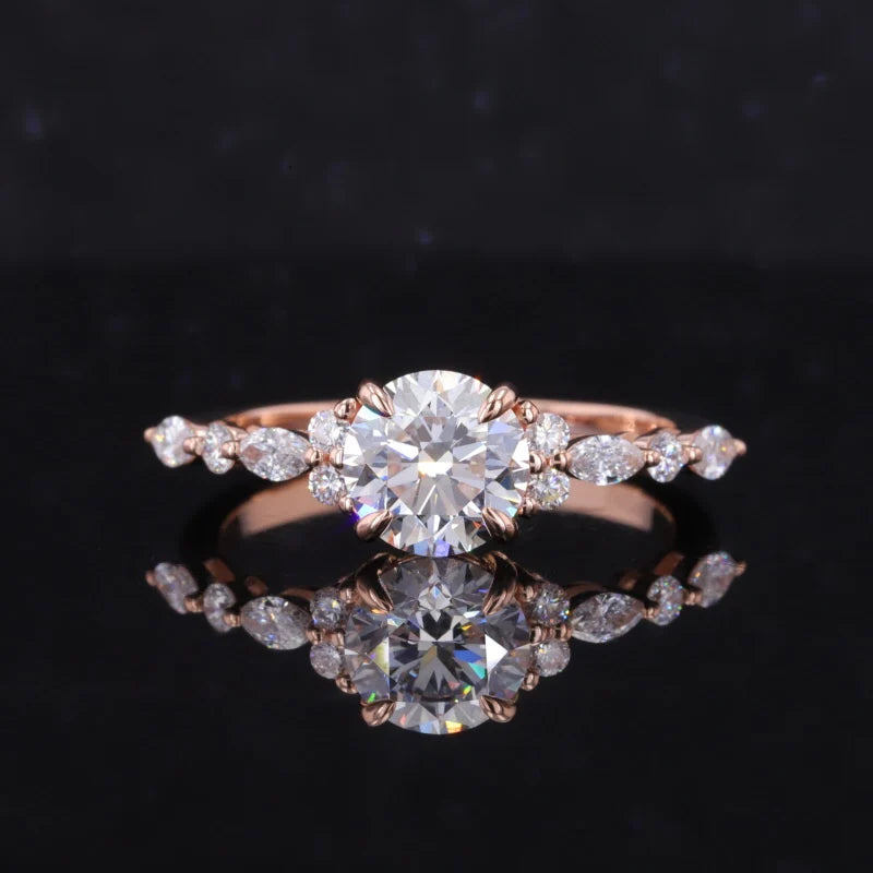 Starsgem Custom 1.5ct  Engagement Wedding Brand Jewelry 14k Rose Gold Lab Grown Diamond Ring