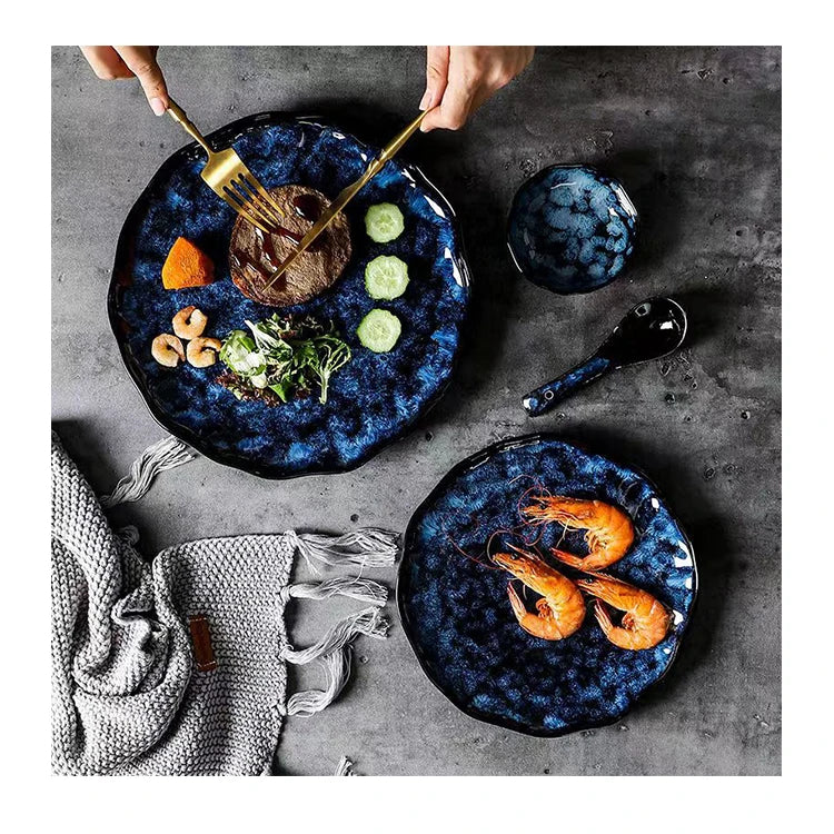 Ceramic Kiln Household Dishes Flat Deep Fish Dishes Creative Rice Dishes