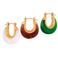 Baroque Style Women Fashion Light Luxury Personalized Design Jewelry Stainless Steel 18k Gold Plated Geometric Resin Earrings