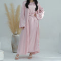 Clearance Sale Popular Traditional Muslim Clothing Women Abaya Set Satin Plain Abaya 3pcs Women Modest Dress c