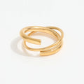 Joolim High End 18K Gold Plated Stainless Steel Round Lines Double-layer Cross Rings for Women Finger Ring Wholesale