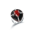 Abiding Natural Red Agate Gemstone Enamel Finger Ring 925 Sterling Sliver Vintage Adjustable Cross Rings for Women Fine Jewelry