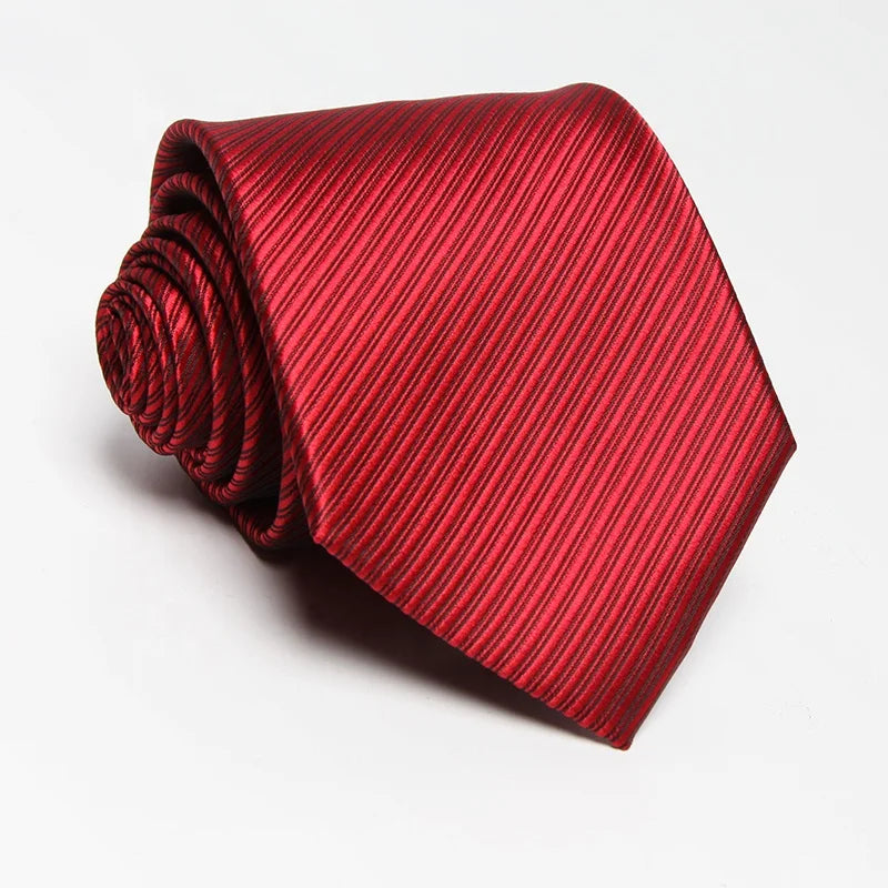 Men's Luxury Classical Italian Suit with Solid Black and Red Stripe Tie Microfiber Material Mens Ties