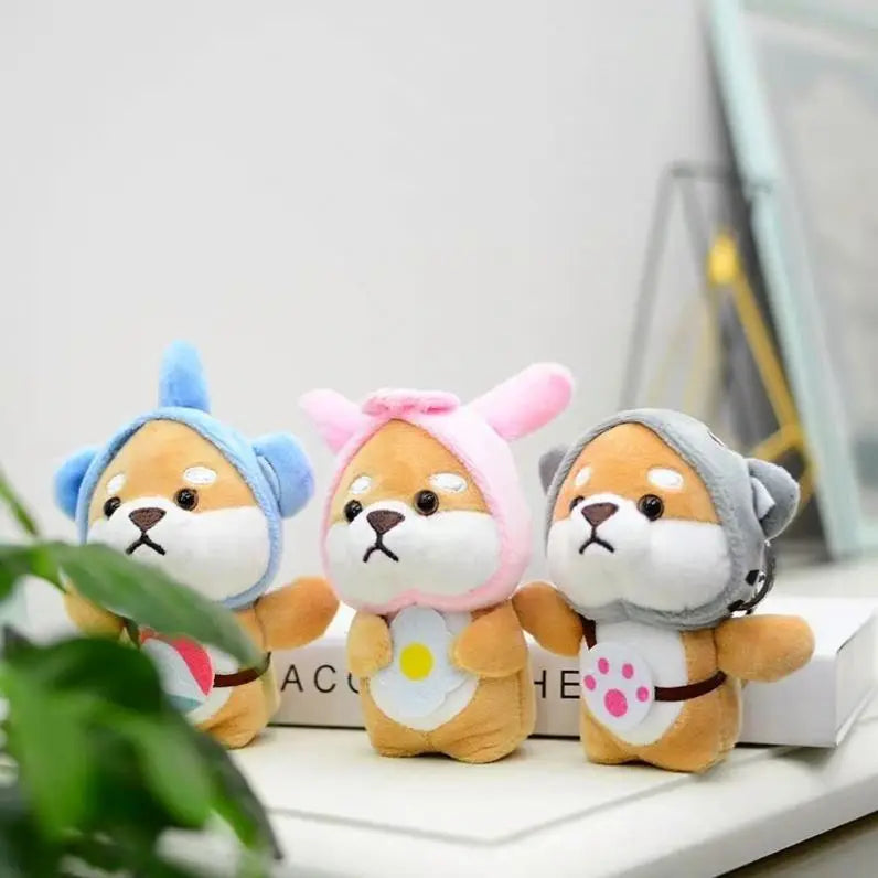 11cm Shiba Inu Plush Doll Dog Plush Keychains Toys Purse Bag Charm Decor Pendant Stuffed Animal Plushie Cute Dog Puppy Keychain