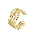 RINNTIN GAR06 14k Gold Sterling Silver Adjustable Ripple Wave Cutout Open Ring Trendy Irregular Hollowed Minimalist Style
