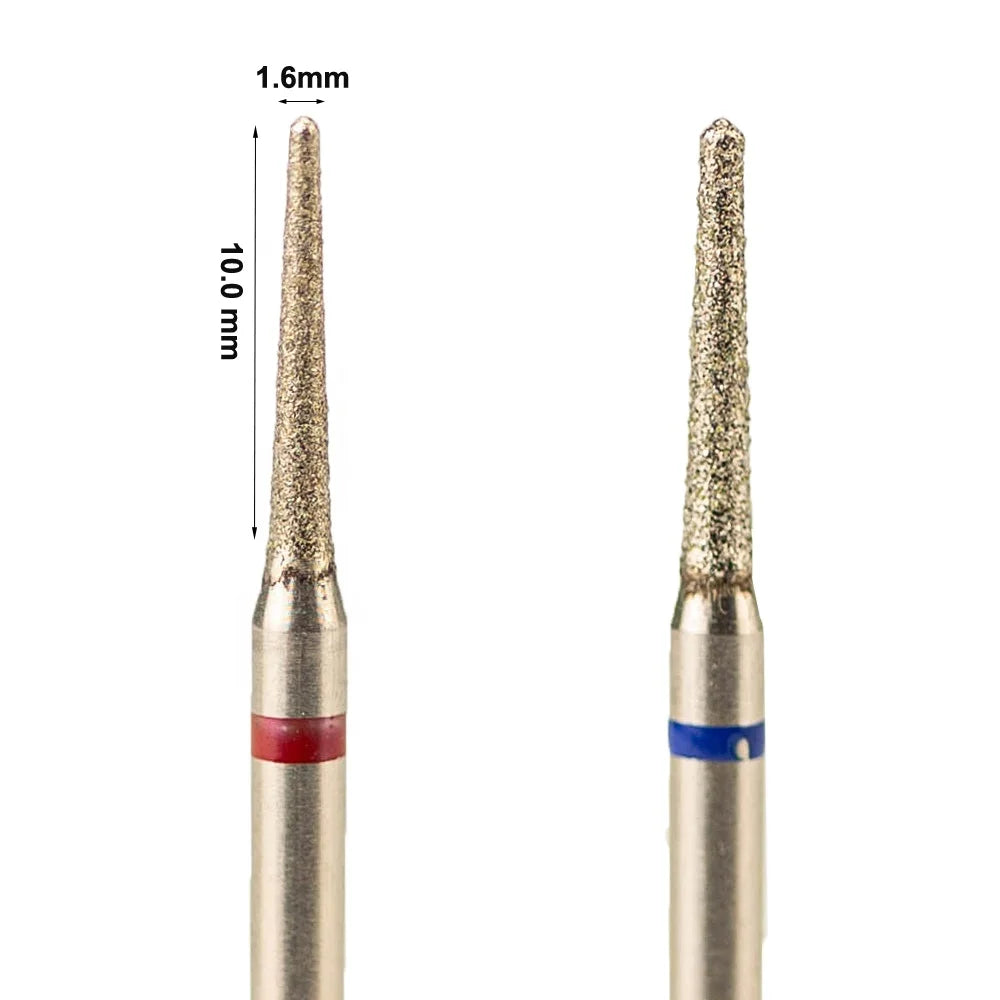3/32" Wholesale EFile Burrs Grinding Head Safety 1.6*10.0mm Needle Taper Russian Manicure Clean Cuticle Nail Drill Bits Diamond