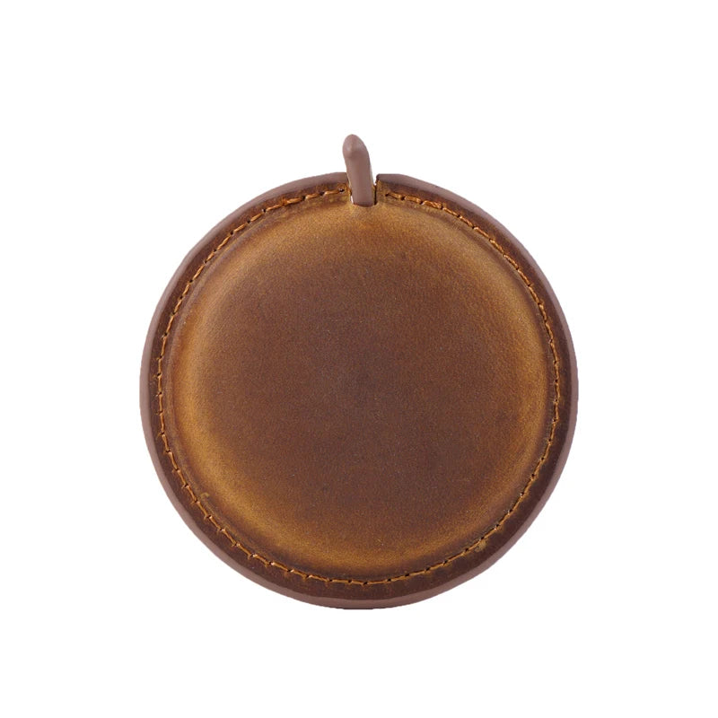 Dual Sided Crazy Horse Genuine Leather Tape Measure Soft Automatic Retractable Sewing Body Promotional Business Gift