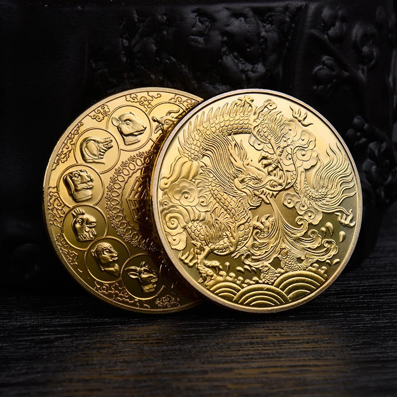 Collection Gift Chinese Zodiac Sign Dragon Coin Silver Plated Coin in Stock to Buy