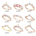Abiding Factory Price Rose Gold Plated Stackable 925 Sterling Silver Curved Natural Stone African Ethiopian Opal Rings Bands