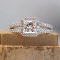 CAOSHI New Design Imitated Moissanite Stone Princess Cut Brilliant CZ Micro Insert Women Wedding Bridal Silver Ring