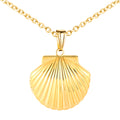 Gold Plated Stainless Steel Pendant Necklace for Man Shell Texture and Shape for Parent-Child Gift Link Chain