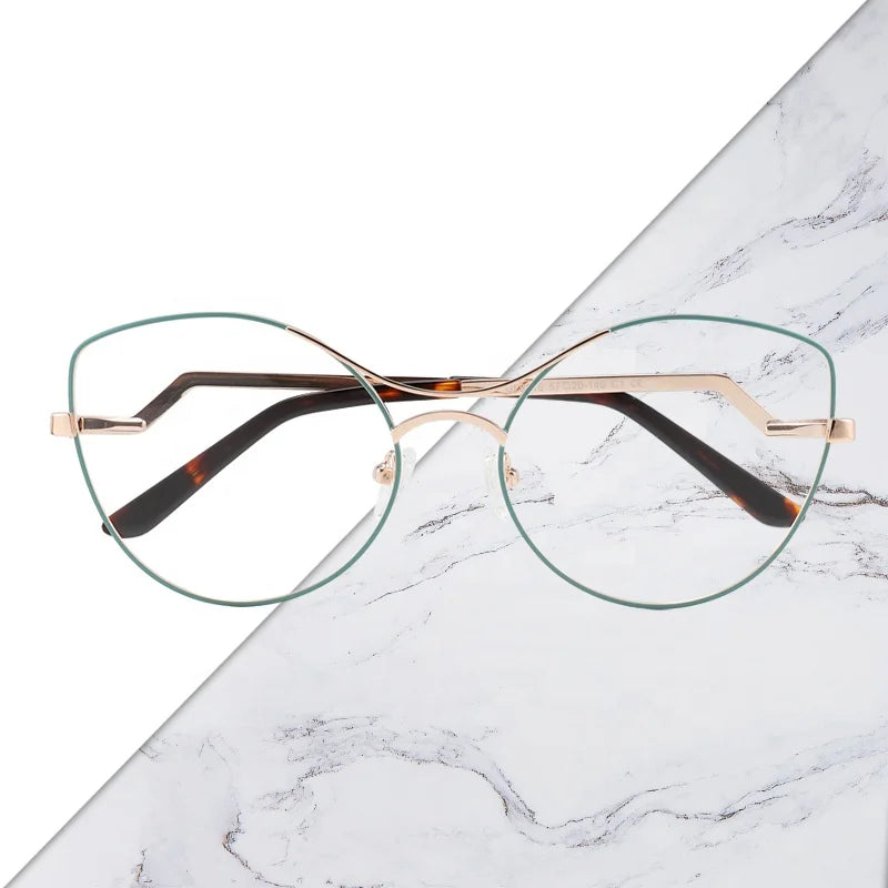 Brand Designer Classic Alloy Cat Eye TOP Quality Eyewear Prescription Eyeglasses Frames Optical Custom Women Glasses