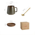 Wholesale Reactive Glaze Japan Style Vintage Custom 360ml Stoneware Cup Ceramic Tea Coffee Mug with Wood Saucer