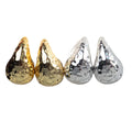 Ins Korean Designer Niche Punk Hammered Drop Earring Gold Plated Teardrop Silver Metallic Teardrop Acrylic Stud Earrings Jewelry