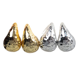 Ins Korean Designer Niche Punk Hammered Drop Earring Gold Plated Teardrop Silver Metallic Teardrop Acrylic Stud Earrings Jewelry