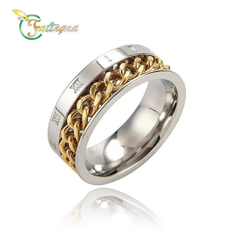 Fatingna Couple's Titanium Steel Ring Modern Trendy Fashion Decorative Accessories Jewelry for Engagement Gift Party
