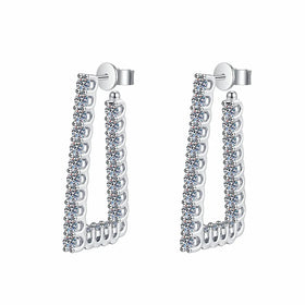 New Arrival L Shape Elegant Ladies 925 Sterling Silver Total 1.84Carat Moissanite Earrings Diamond Earrings for Women