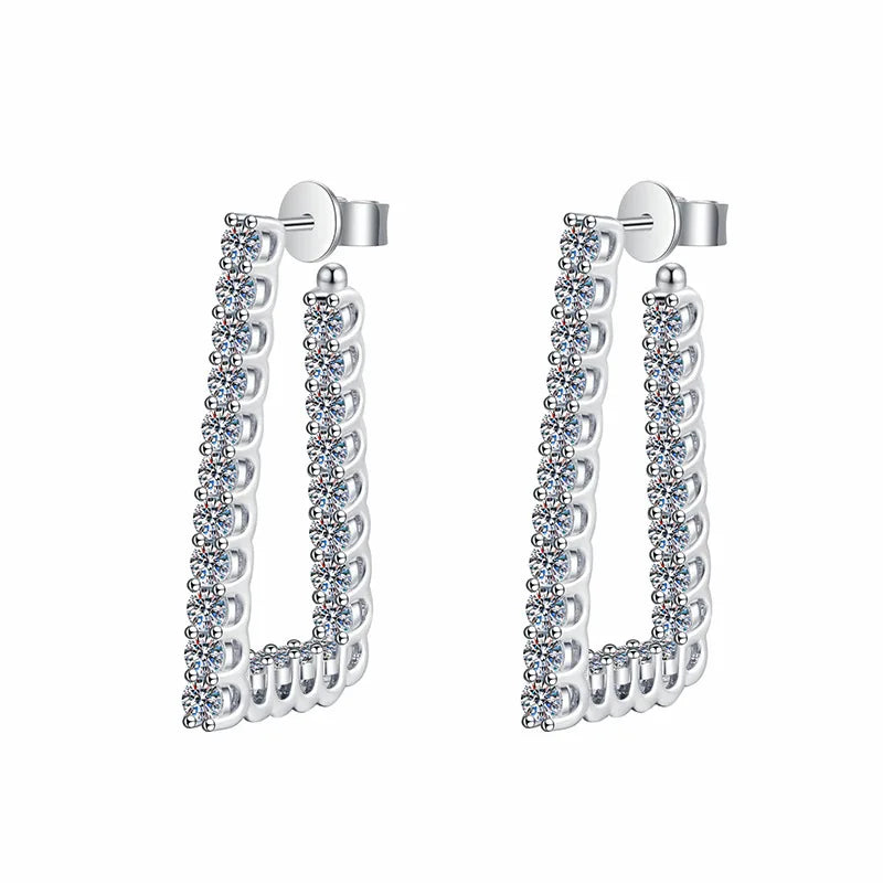 New Arrival L Shape Elegant Ladies 925 Sterling Silver Total 1.84Carat Moissanite Earrings Diamond Earrings for Women