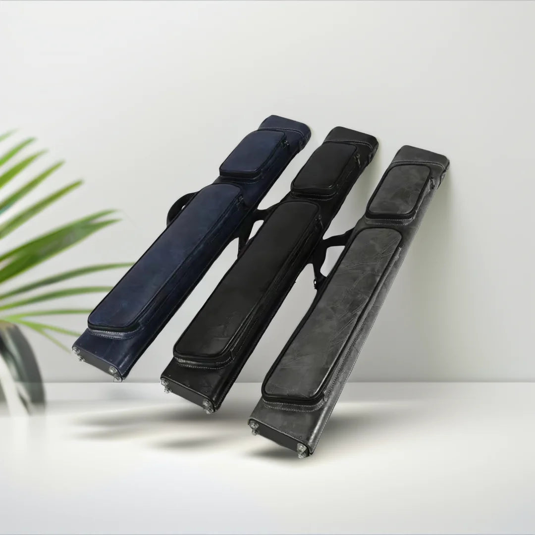 Wholesale Durable Advanced XL Leather 1/2 Pool Cue Bag Snooker Billiard Cue Stick Storage 3B4S Nine-ball Portable Pool Cue Case