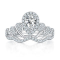 Somen Luxury Jewelry S925 Sterling Silver Crown Design Pear Cut D Grade 1.0CT Moissanite Rings for Women Wedding Engagement