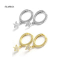 FUAMAY Aretes De Plata 925 Star Pendant Drop Earrings Jewelry 18K Gold Plated CZ Zirconia Star Hoop Earrings