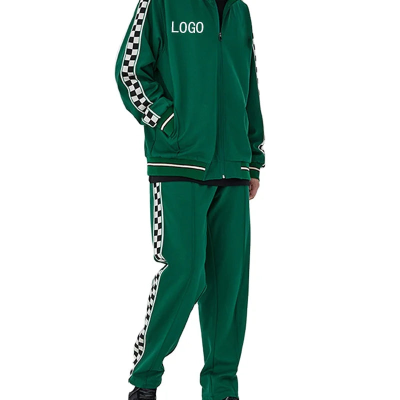 Casual Fashion Sport Sweatshirt Sportswear Hoodie and Pant 2 Piece Set Men Tracksuit With Side