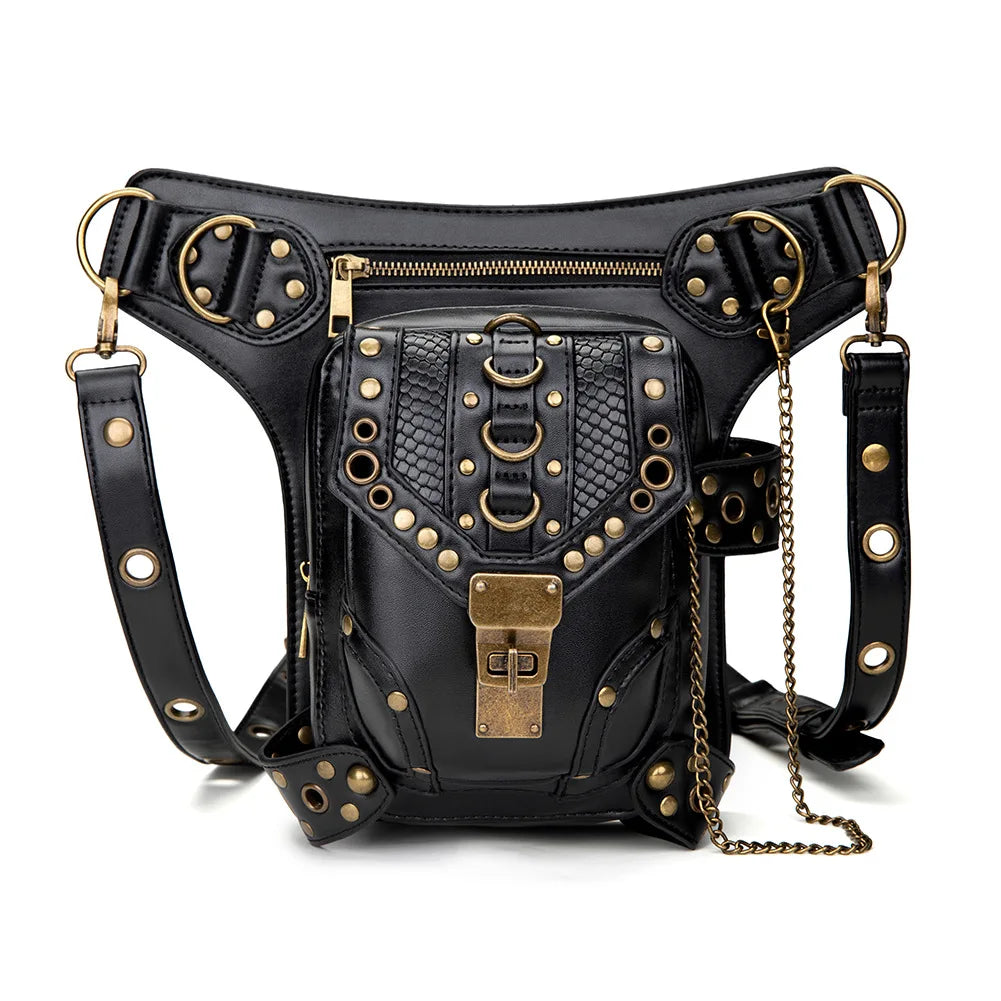 Rock Leather Shoulder Bag Vintage Gothic Retro Steampunk Waist Pack Shoulder Bag Handbag Leg Purse ECOPARTY
