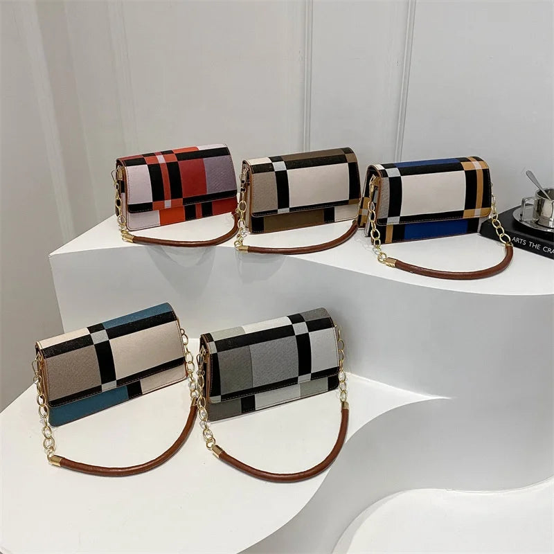Fashion Designer Luxury Vegan Hand Bag Simple Ladies Crossbody PU Womens Shoulder Bags Underarm Bag Armpit Vintage Geometric