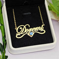 Lateefah OEM Custom Name Necklace Heart Zircon Stone Stainless Steel Nameplate Necklace for Women